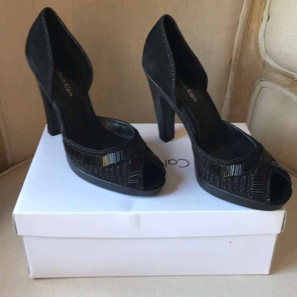 Calvin Klein black suede heel
